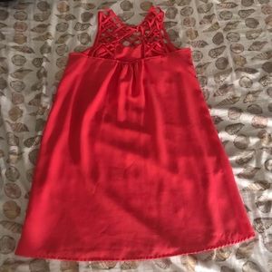 short red dress with cross collar